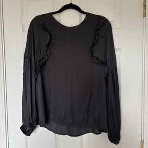 Lush Black Ruffle Blouse Size Medium